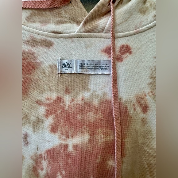 Nike Tie Dye Woman's Hoodie M off-white tan rust over sized - Picture 4 of 8